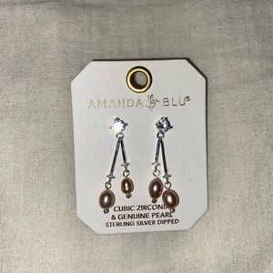 Silver and Brown Pearl Earrings